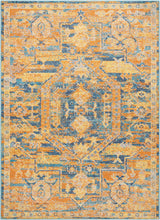 4’ X 6’ Gold And Blue Antique Area Rug
