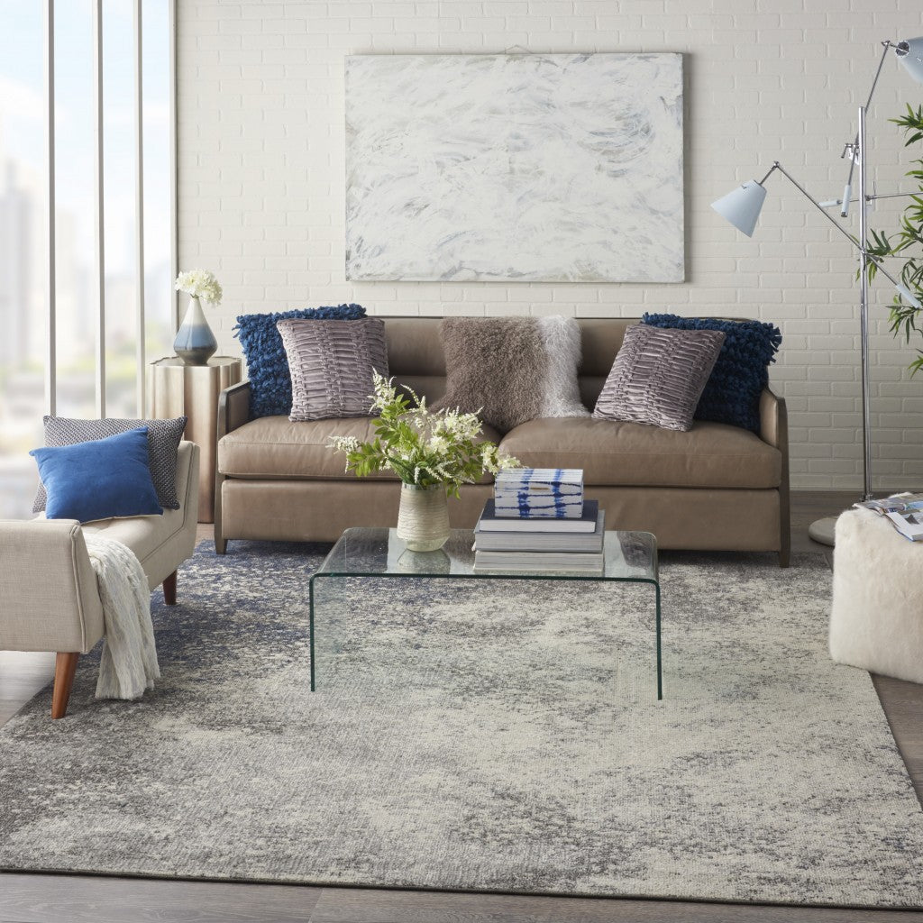 Charcoal And Ivory Abstract Area Rug - 4’ x 6’