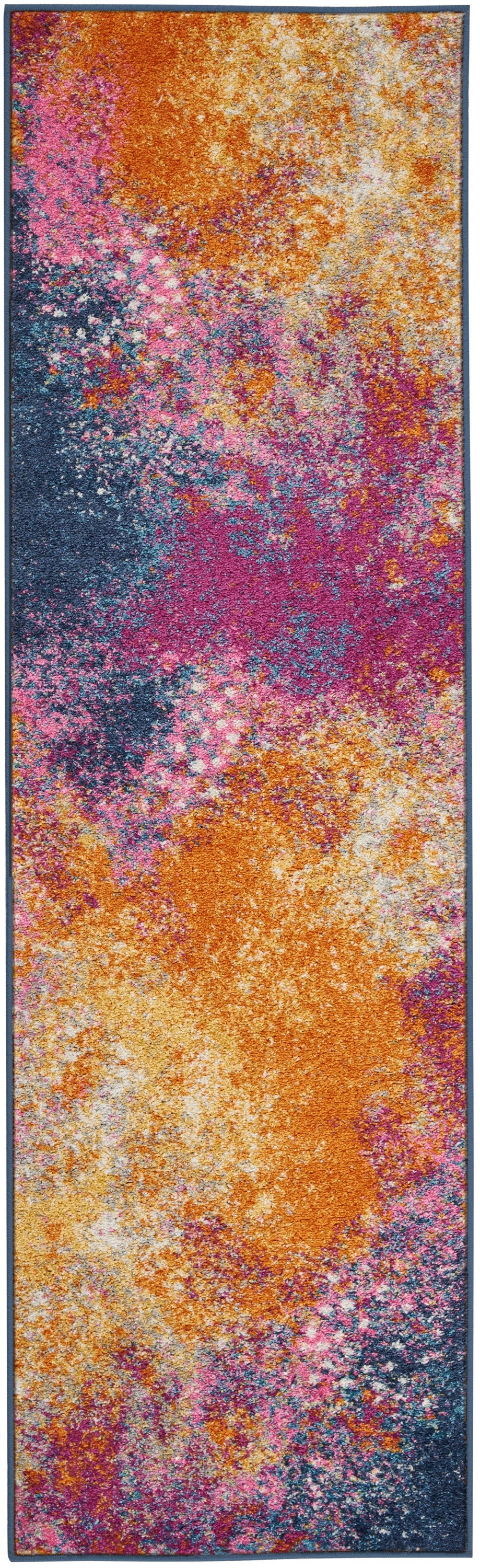 2’ X 10’ Abstract Brights Sunburst Runner Rug
