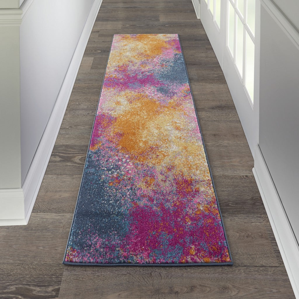 2’ X 10’ Abstract Brights Sunburst Runner Rug
