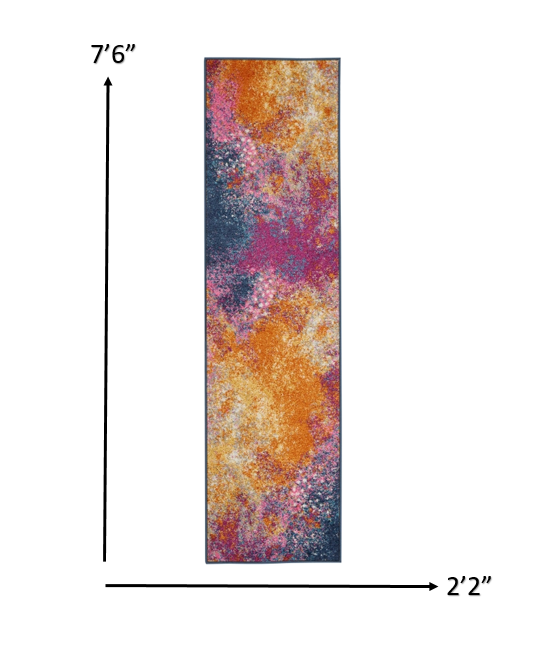 2’ X 10’ Abstract Brights Sunburst Runner Rug