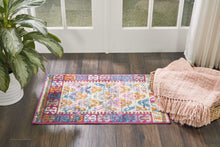 2’ X 6’ Ivory And Magenta Tribal Pattern Runner Rug