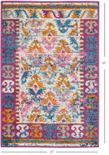 2’ X 6’ Ivory And Magenta Tribal Pattern Runner Rug