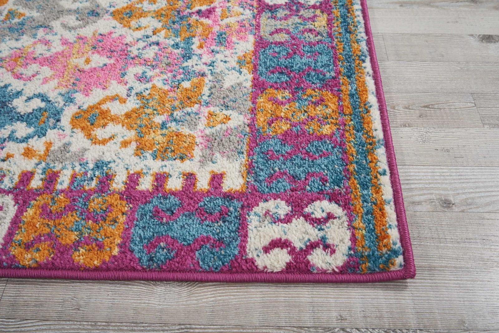 2’ X 6’ Ivory And Magenta Tribal Pattern Runner Rug