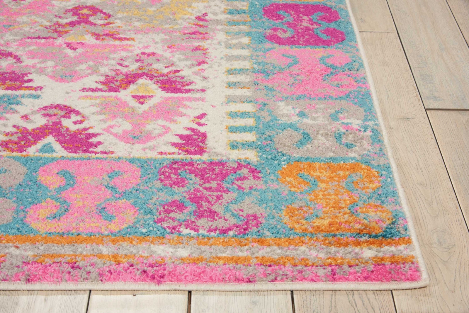 2’ X 6’ Ivory And Magenta Tribal Pattern Runner Rug