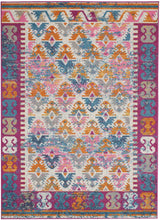 2’ X 6’ Ivory And Magenta Tribal Pattern Runner Rug