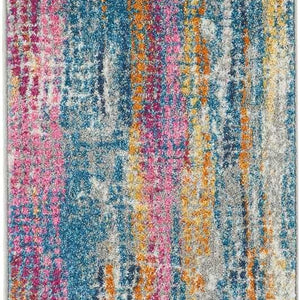 2’ X 6’ Gray Colorful Abstract Stripes Runner Rug