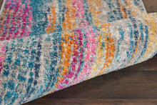 2’ X 6’ Gray Colorful Abstract Stripes Runner Rug