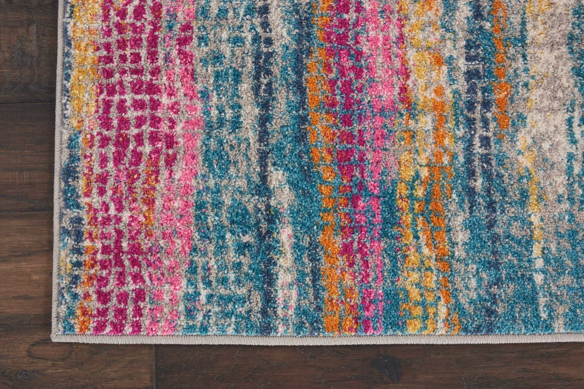 2’ X 6’ Gray Colorful Abstract Stripes Runner Rug