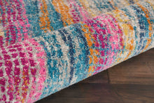 2’ X 6’ Gray Colorful Abstract Stripes Runner Rug