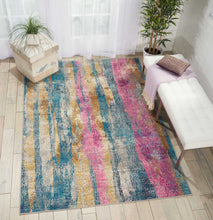 2’ X 6’ Gray Colorful Abstract Stripes Runner Rug