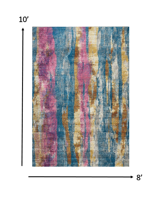2’ X 6’ Gray Colorful Abstract Stripes Runner Rug