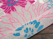 2’ X 6’ Gray And Pink Tropical Flower Runner Rug