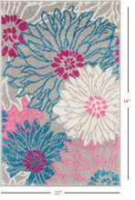 2’ X 6’ Gray And Pink Tropical Flower Runner Rug