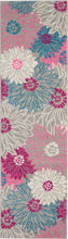 2’ X 6’ Gray And Pink Tropical Flower Runner Rug