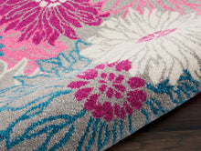 2’ X 6’ Gray And Pink Tropical Flower Runner Rug