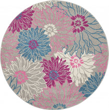 2’ X 6’ Gray And Pink Tropical Flower Runner Rug