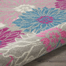 2’ X 6’ Gray And Pink Tropical Flower Runner Rug