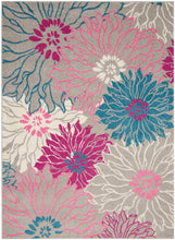 2’ X 6’ Gray And Pink Tropical Flower Runner Rug