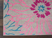 2’ X 6’ Gray And Pink Tropical Flower Runner Rug