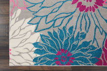 2’ X 6’ Gray And Pink Tropical Flower Runner Rug
