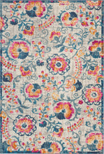 2’ X 6’ Ivory And Blue Floral Vines Runner Rug