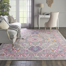 4’ X 6’ Light Gray And Pink Medallion Area Rug