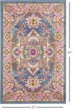 2’ X 3’ Teal And Pink Medallion Scatter Rug