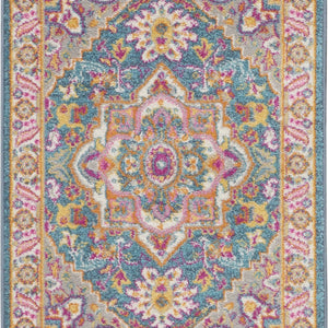 2’ X 3’ Teal And Pink Medallion Scatter Rug