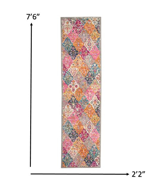 2' X 3' 柔和明亮花卉鑽石散佈地毯