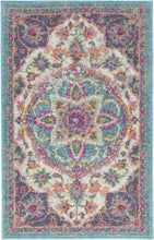 2’ X 3’ Pink And Blue Floral Medallion Scatter Rug