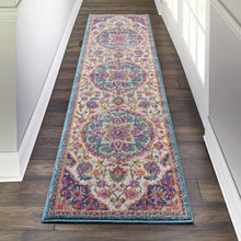 2’ X 3’ Pink And Blue Floral Medallion Scatter Rug