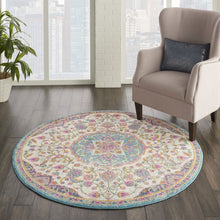 2’ X 3’ Pink And Blue Floral Medallion Scatter Rug