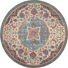 2’ X 3’ Pink And Blue Floral Medallion Scatter Rug