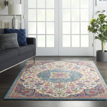 2’ X 3’ Pink And Blue Floral Medallion Scatter Rug