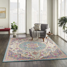 2’ X 3’ Pink And Blue Floral Medallion Scatter Rug