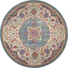 2’ X 3’ Pink And Blue Floral Medallion Scatter Rug