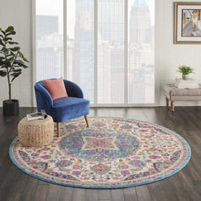 2’ X 3’ Pink And Blue Floral Medallion Scatter Rug