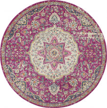 2’ X 6’ Pink And Ivory Medallion Runner Rug