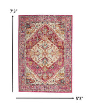 2’ X 8’ Ivory And Pink Oriental Runner Rug