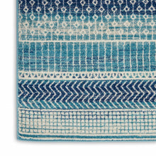 2’ X 3’ Navy Blue Ornate Stripes Scatter Rug