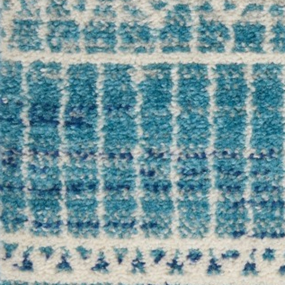 4’ X 6’ Navy Blue Ornate Stripes Area Rug