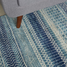 2’ X 3’ Navy Blue Ornate Stripes Scatter Rug