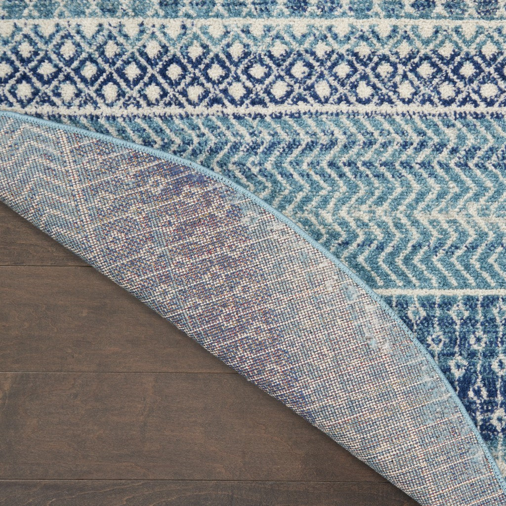 2’ X 3’ Navy Blue Ornate Stripes Scatter Rug