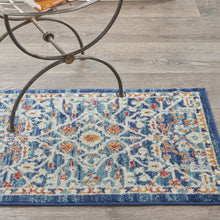 2’ X 3’ Blue White Multi Medallion Medallion Scatter Rug