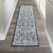 2’ X 3’ Blue White Multi Medallion Medallion Scatter Rug