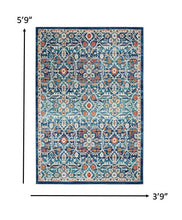 2’ X 3’ Blue White Multi Medallion Medallion Scatter Rug