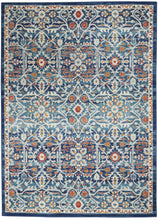 2’ X 3’ Blue White Multi Medallion Medallion Scatter Rug