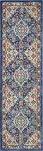 2’ X 8’ Blue And Ivory Medallion Runner Rug