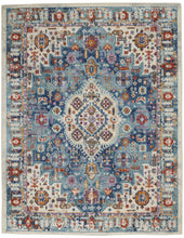 2’ X 3’ Ivory And Blue Floral Motifs Scatter Rug